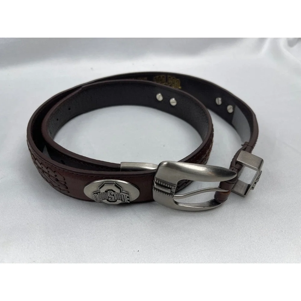 Zep-Pro Ohio State Buckeyes Mens 34 Brown Leather Western Concho Braided Belt